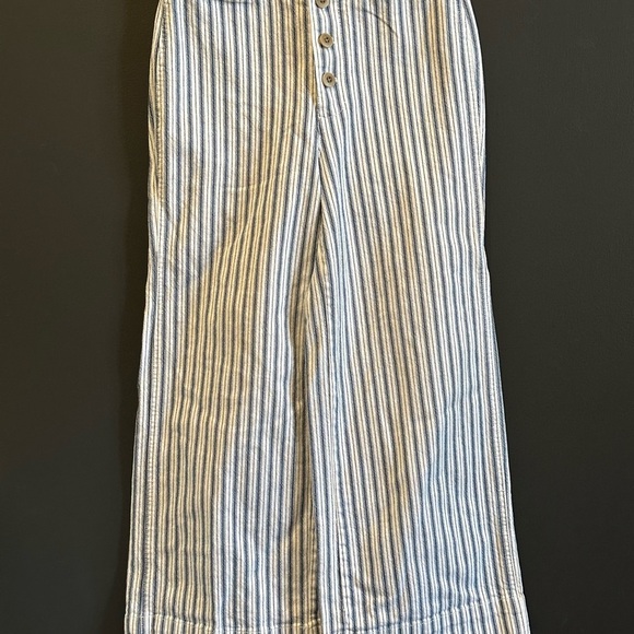 Madewell | Striped Wide-Leg Crop Pants | Size 26 | Blue & White - Picture 3 of 10